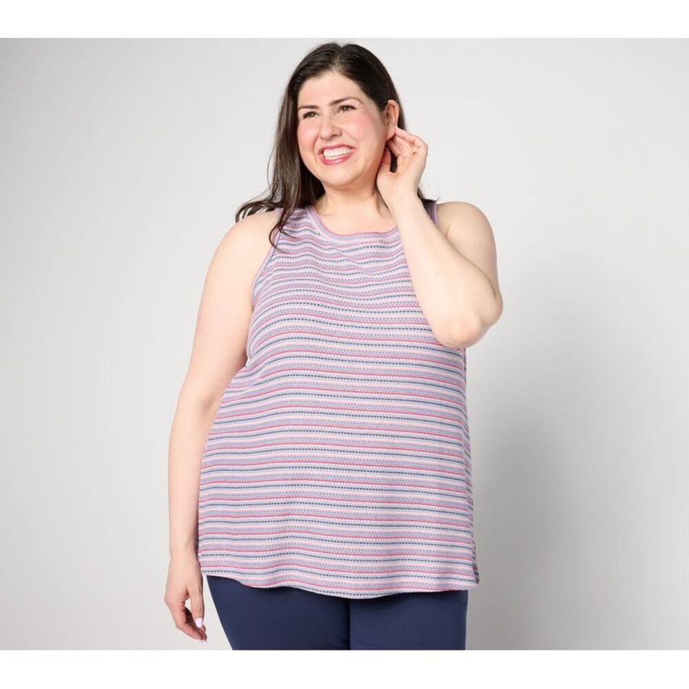 SUNNYLiFE Women's Top Sweater Sz L Striped Sweaterknit Tank Multi-colored